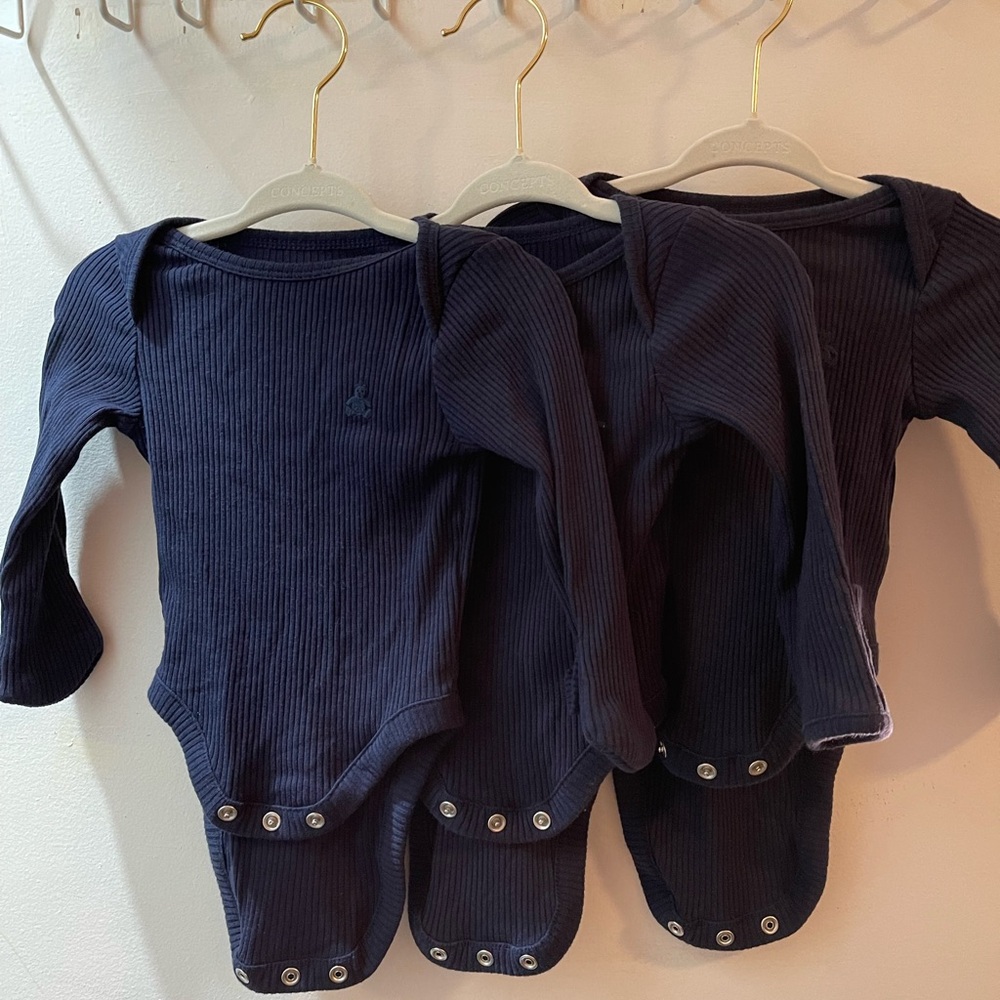 Baby Gap cotton Navy Blue Long Sleeve Baby Bodysuits